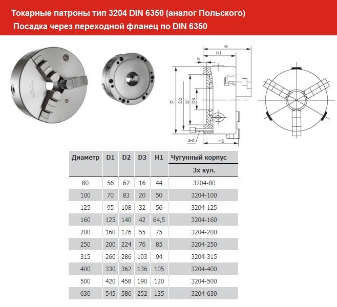 Патрон токарный d 160 мм 3-х кулачковый тип 3204 DIN 6350 (PS3-160) Патрон токарный d 160 мм 3-х кулачковый тип 3204 DIN 6350 (PS3-160)
