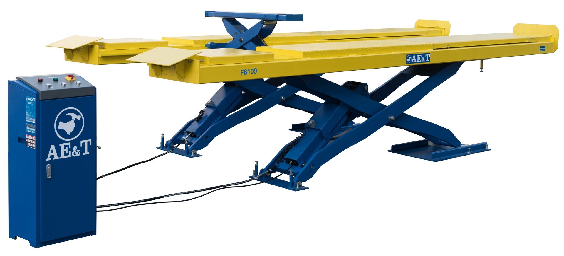 Подъемник пантографный AE&T F6109 4,5т, для сход-развала, для монтажа "в пол"380В