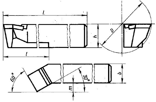 Резец Расточной 16х12х170 Т15К6 для сквозных отверстий тип1, исп.2