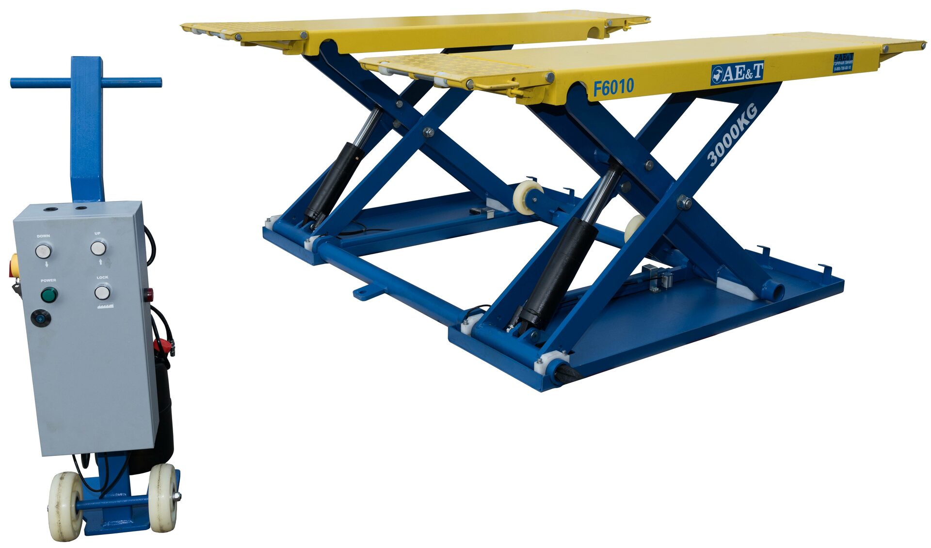 Подъемник ножничный AE&T F6010 3т, для шиномонтажа (подъем 1 метр), 380B