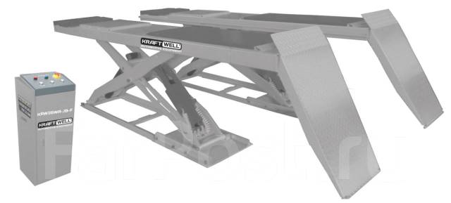 Подъемник ножничный KraftWell г/п 3500 кг. напольный, платформы для сход-развала